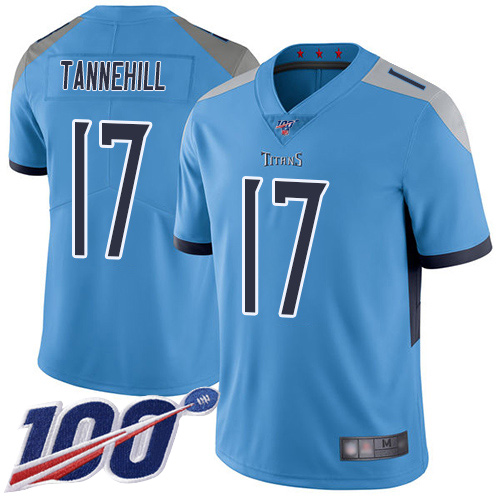 Tennessee Titans Limited Light Blue Men Ryan Tannehill Alternate Jersey NFL Football #17 100th Season Vapor Untouchable->nfl t-shirts->Sports Accessory